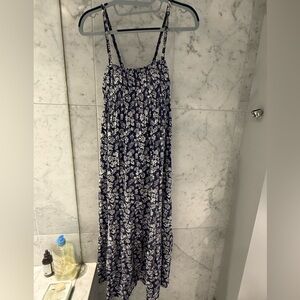 UNIQLO Navy & White Floral Maxi Dress – Size Small